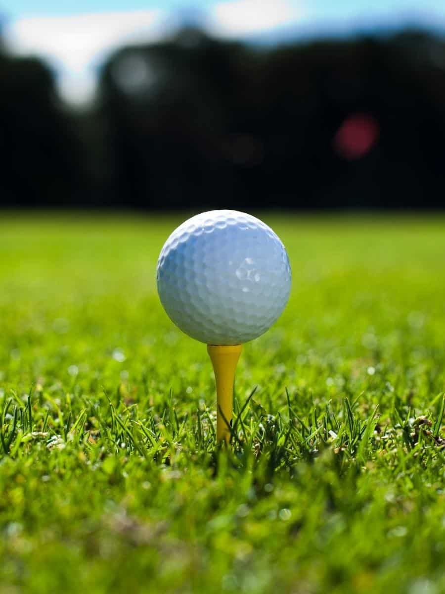 Golf Ball on a Tee. Best Golf Ball for Mid Handicap Player.