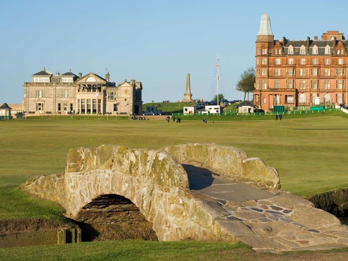 St Andrews Old Course, Scotland. View of course in front of clubhouse.