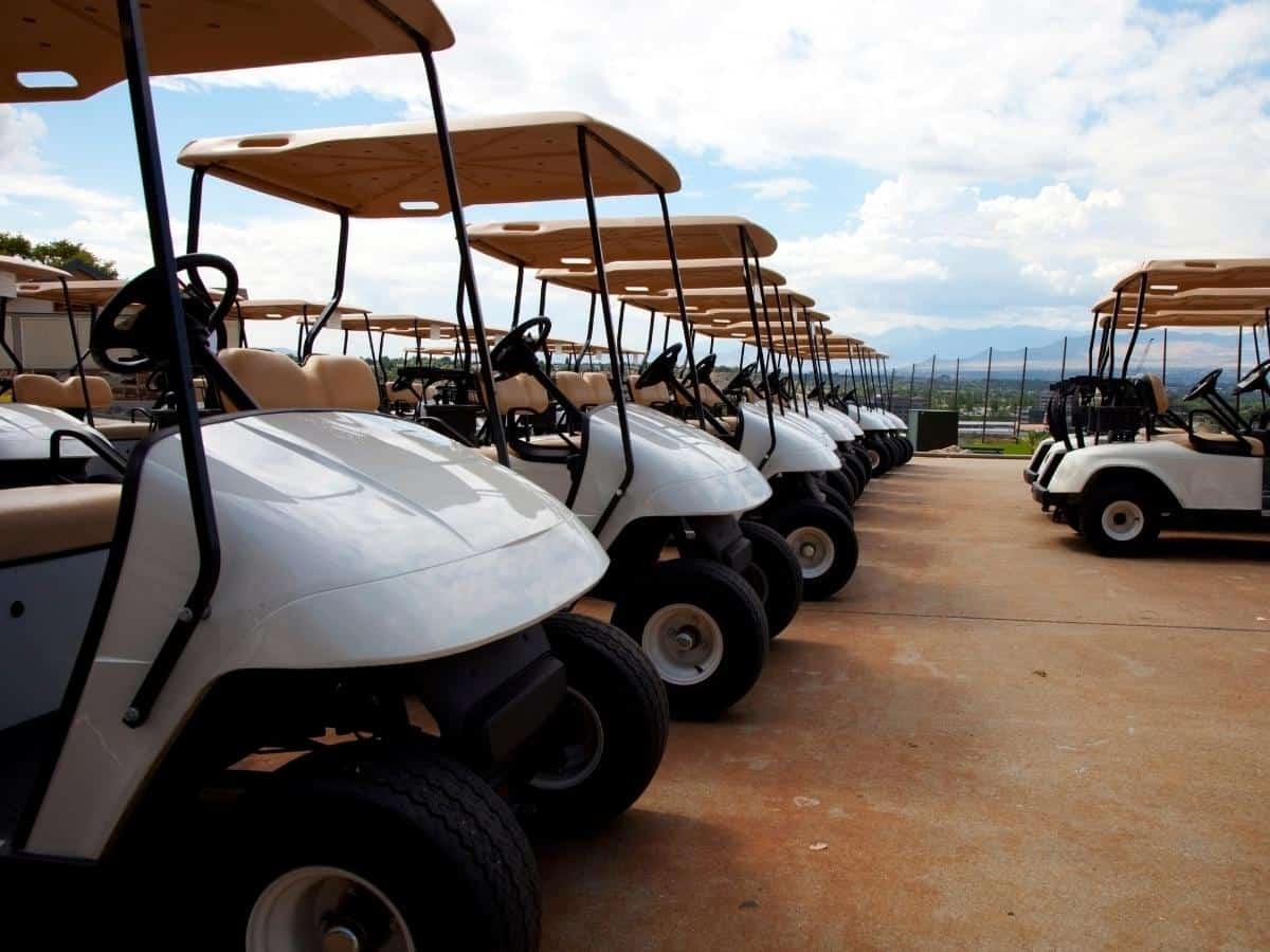 Golf Carts Lined Up. Best Golf Cart Brands