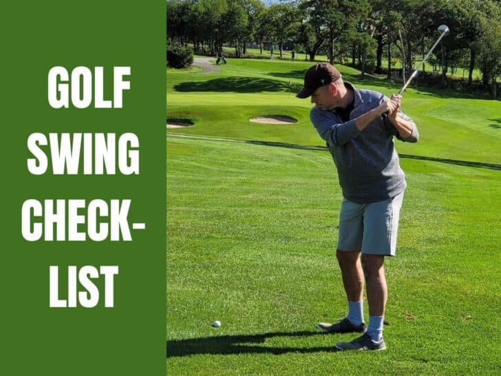 Golf Swing Checklist. A golfer taking a swing.